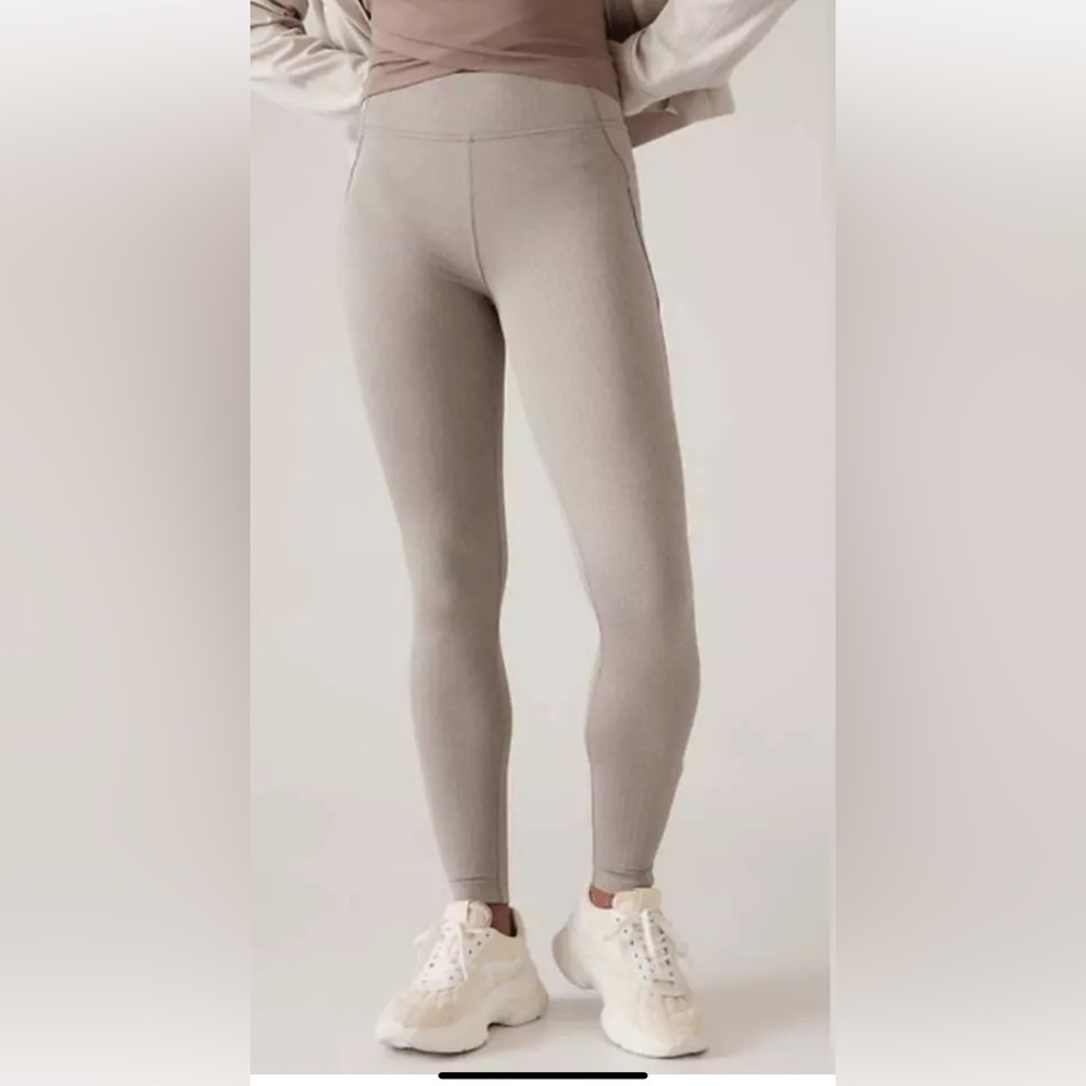 ATHLETA Delancey Skyline Tight XS‎ Herringbone Texture Beige Tan